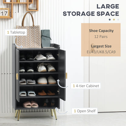 Modern Entryway 15 Pair Shoe Cabinet with 2 Doors Adjustable Shelves, Grey Finish for Stylish Organization | Sleek Design