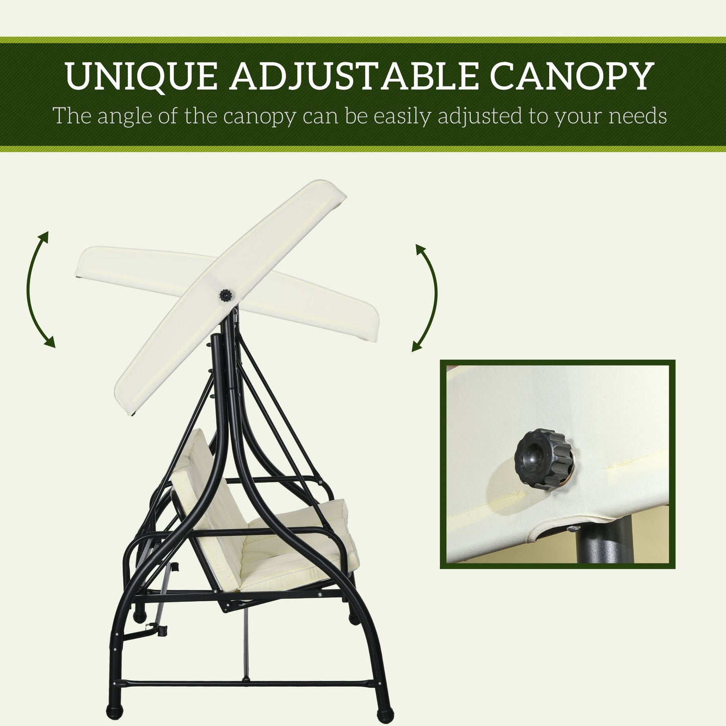 Convertible Patio Swing Bed with Canopy and Cushions, 3 Seater Porch Swing for Outdoor, Backyard, Garden, Cream White Kids Crystal