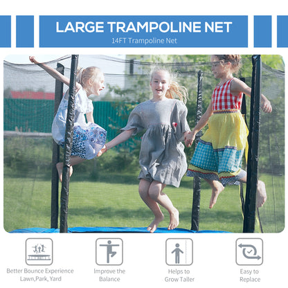 14FT Trampoline Net Enclosure Safety Accessories with 8 Poles