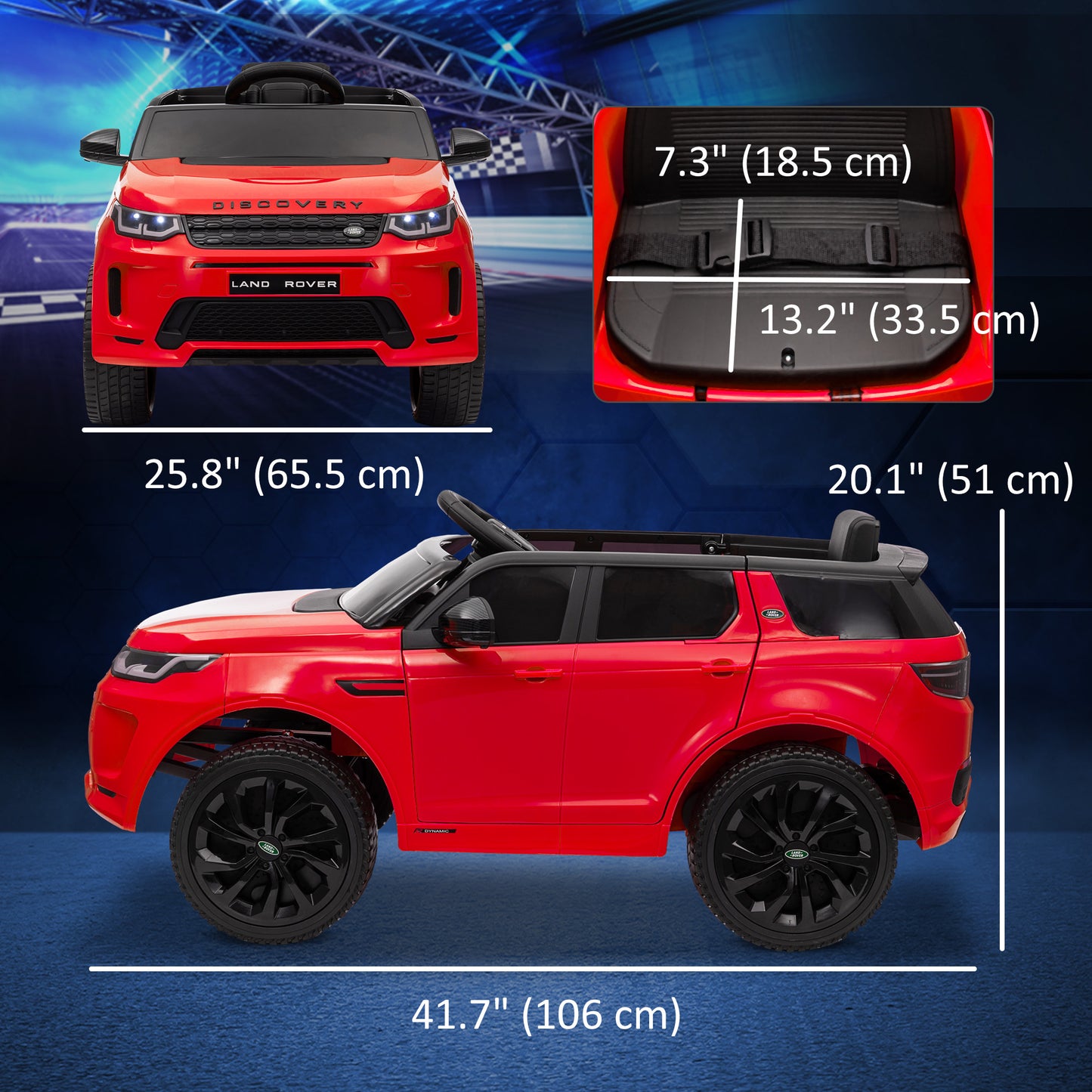 Land Rover Discovery Sport Licensed 12V Ride on Car w/ Remote, Soft Start, LED Lights, Music Horn, Red Kids Crystal