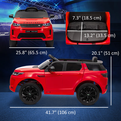 Land Rover Discovery Sport Licensed 12V Ride on Car w/ Remote, Soft Start, LED Lights, Music Horn, Red