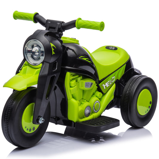 Electric Motorcycle for Kids, 6V Ride on Bubble Car with LED Headlight, Music, Pedal, for 2-5 Years Green Kids Crystal