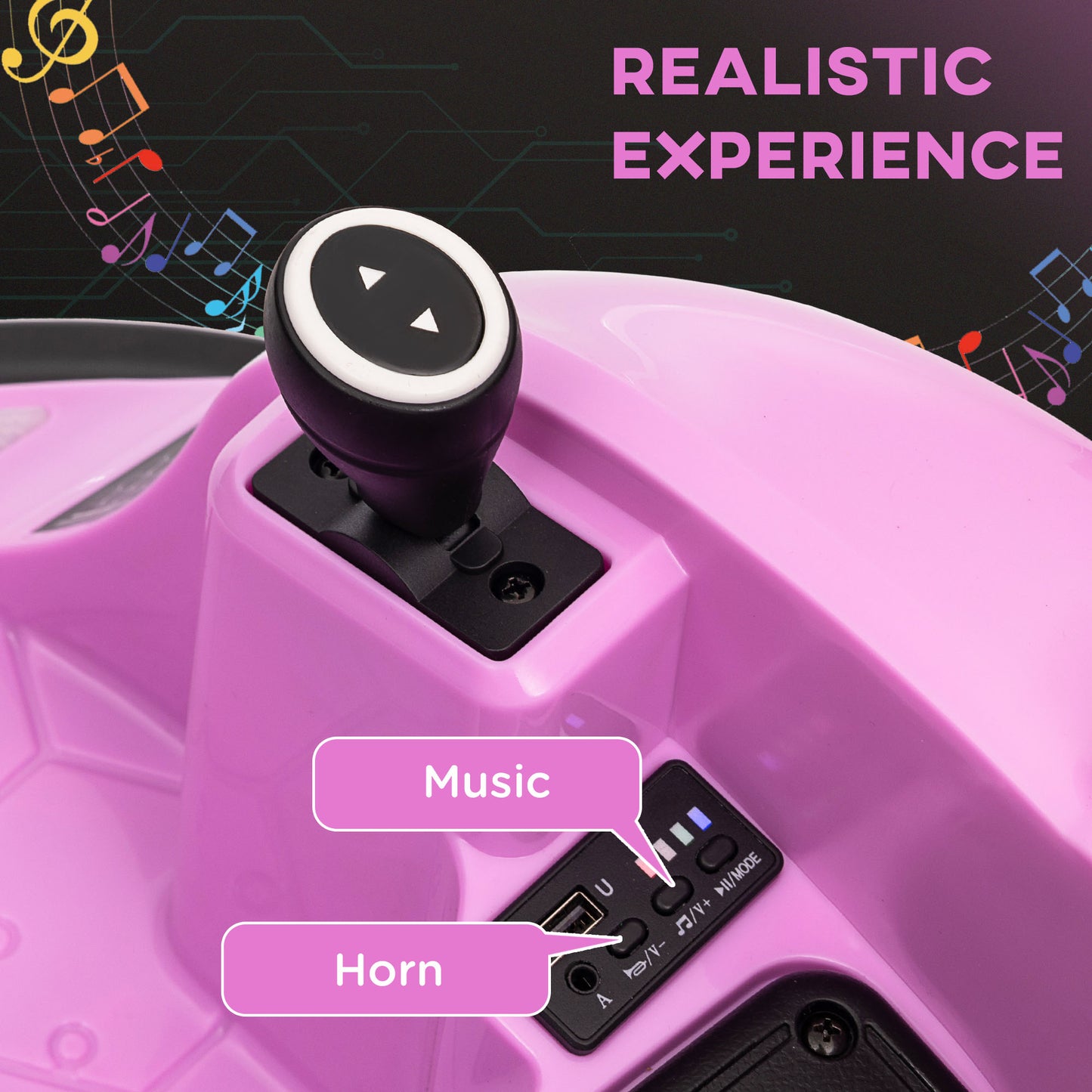 12V Bumper Car for Toddlers, Ride On Car with 360 Degree Remote Control, Lights Music Horn, for 1.5-5 Years, Pink Kids Crystal