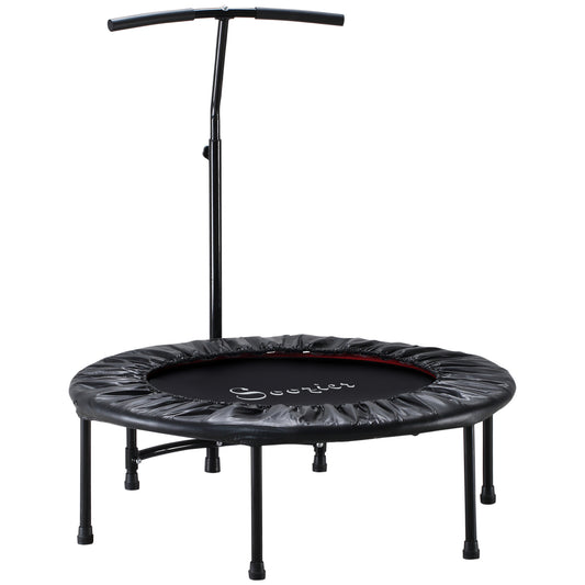 Mini Trampoline 40" Indoor Fitness Rebounder Adjustable Handle Bar Workout Cardio Exercise Black Kids Crystal