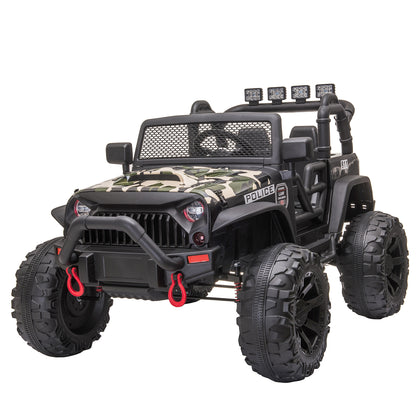 12V Kids Police Ride-On: 2-Seater SUV, Remote Control, Bluetooth, Camouflage
