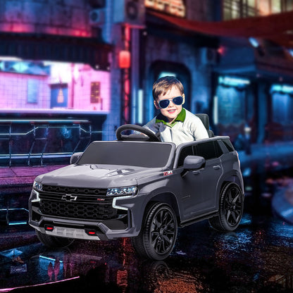 12V Chevrolet TAHOE Kids Ride On Car Remote Control MP3 Music Lights Electric Toy Truck 3-6 Years Grey