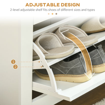 Shoe Storage Cabinet with 3 Flip Drawers and Adjustable Shelves for 18 Pairs of Shoes, White