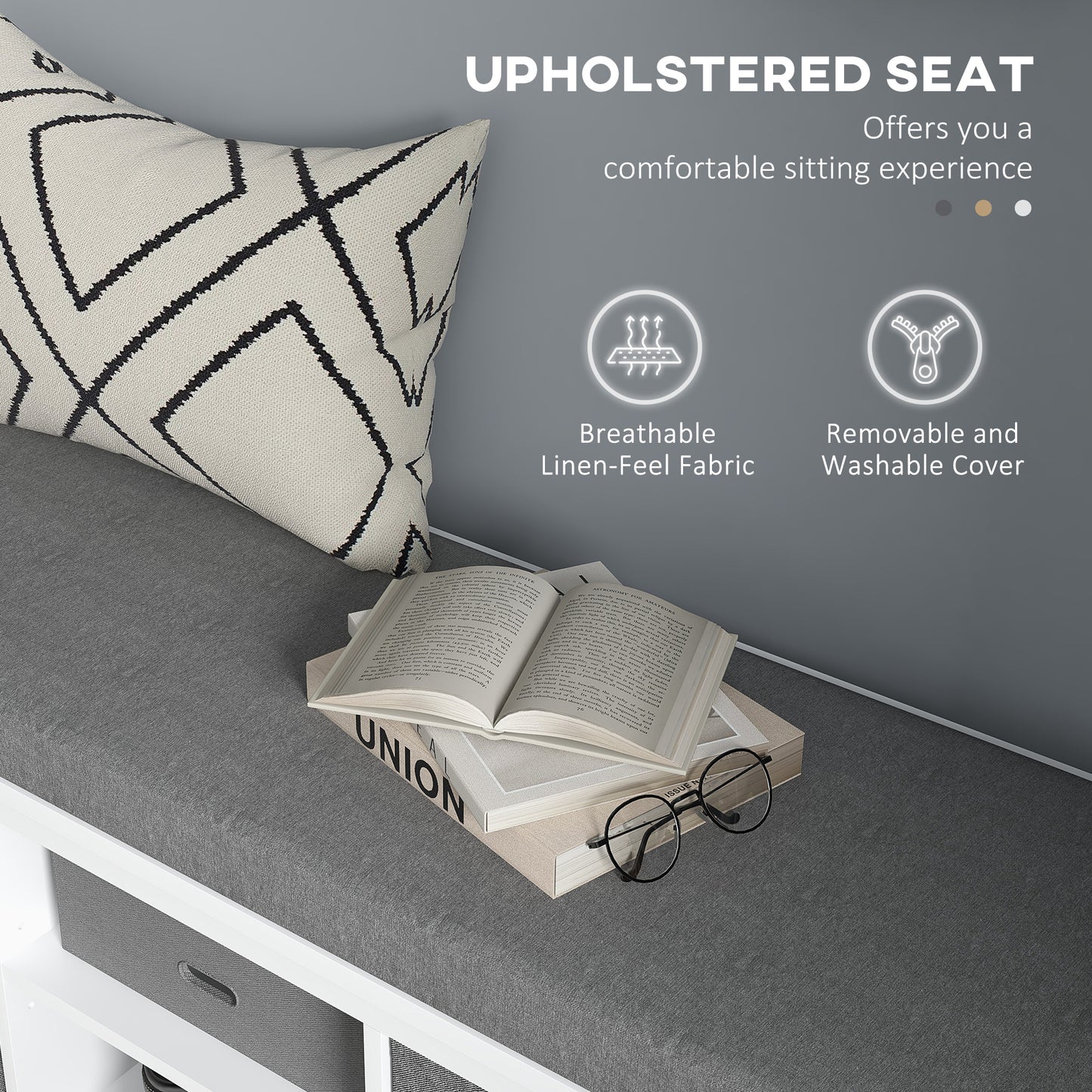 White Entryway Shoe Storage: Comfortable Cushioned Bench with 2 Drawers & Adjustable Shelf Organizer Kids Crystal