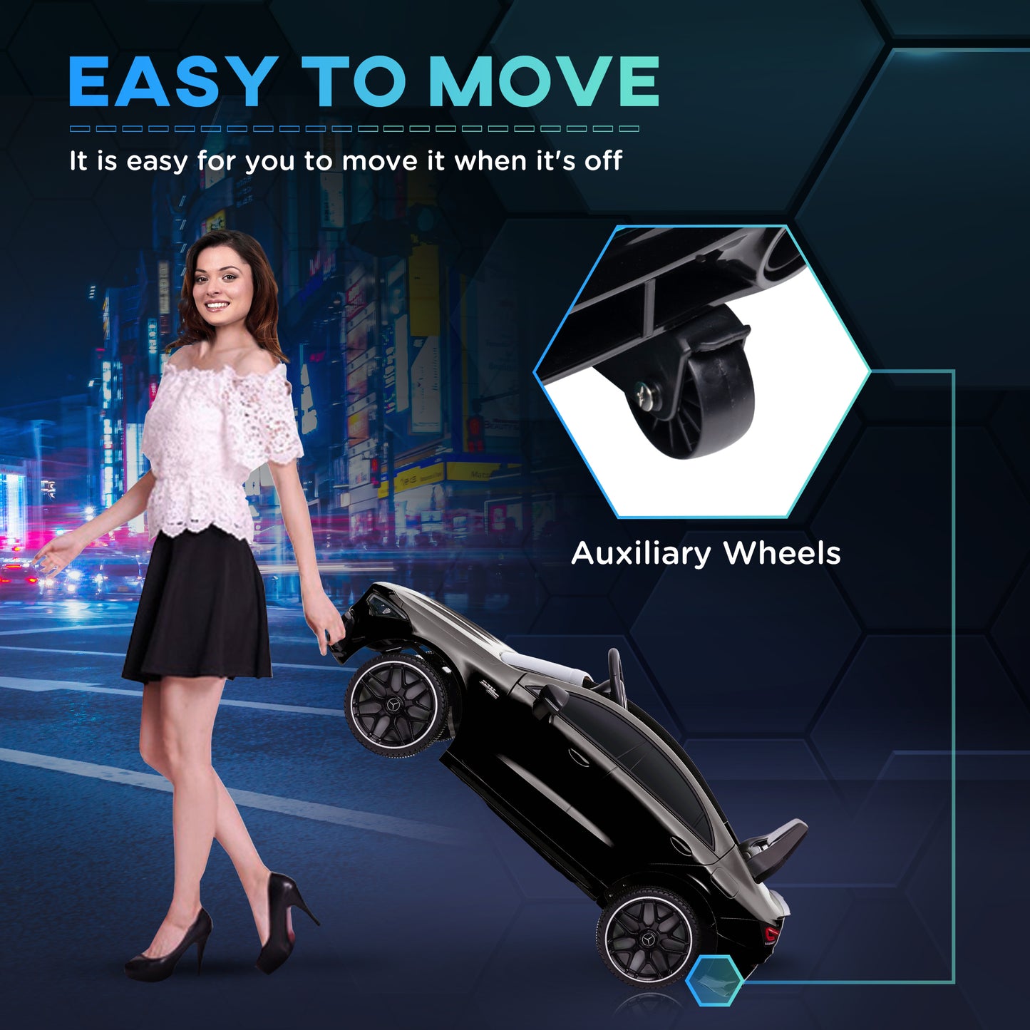 Mercedes-AMG Licensed 12V Ride on Car, Kids Electric Car with Remote Control, Spring Suspension, LED Lights, Black Kids Crystal