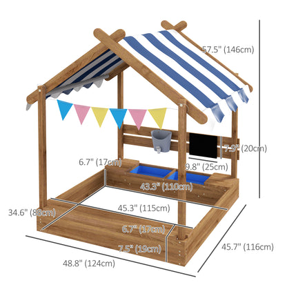 Wooden Sandbox with Protective Cover for Kids Aged 3-7 Outdoor Play Area Backyard Use Brown