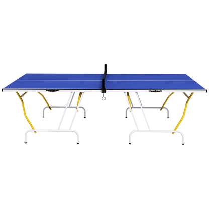 Full Size Table Tennis Table, Folding Ping Pong Table with Paddles and Balls, Blue