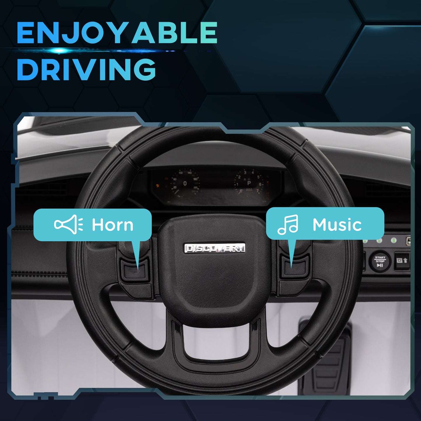 Land Rover Discovery Sport Licensed 12V Ride on Car w/ Remote, Soft Start, LED Lights, Music Horn, White Kids Crystal