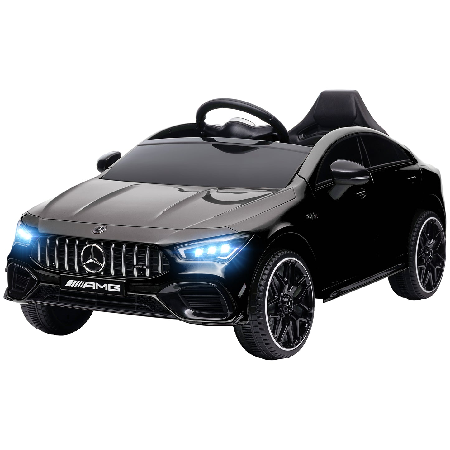 Mercedes-AMG Licensed 12V Ride on Car, Kids Electric Car with Remote Control, Spring Suspension, LED Lights, Black Kids Crystal