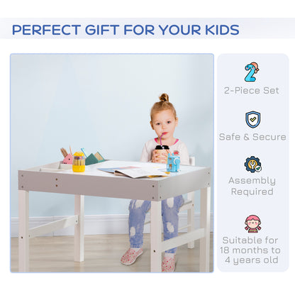 Kids Table Set with Building Block Desktop: 2-Piece Toddler Set, Multiple Storage Spaces