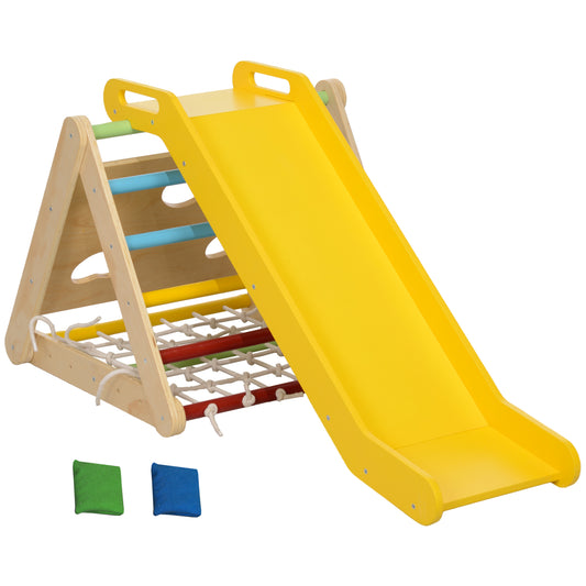 5 in 1 Pikler Triangle Set with Slide, Sandbags, for 18-48 Months Kids Crystal