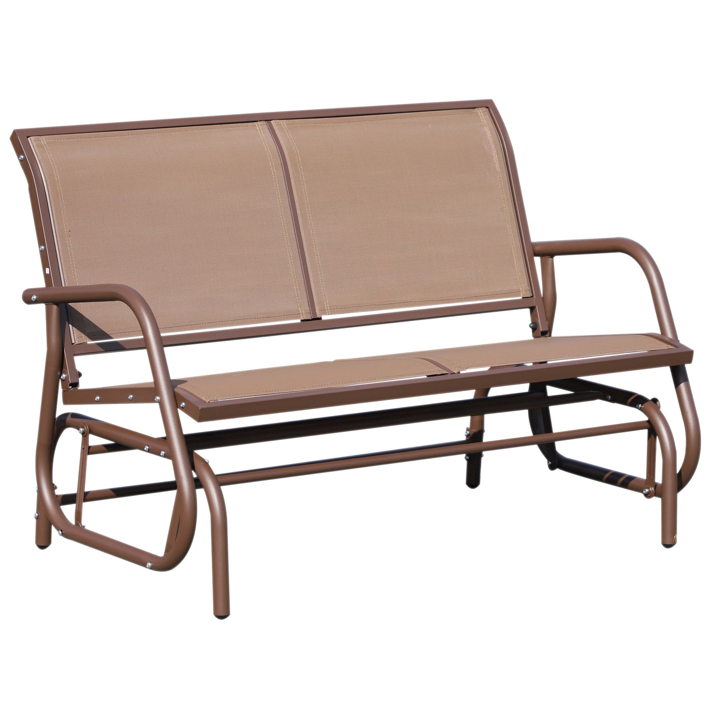 Patio Glider Bench Outdoor Double Swing Chair Steel Frame Garden Rocking Loveseat Coffee Brown Kids Crystal