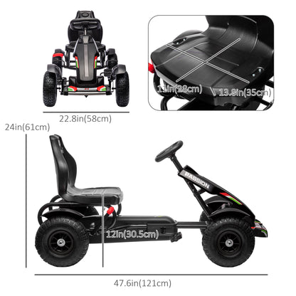 Kids Pedal Go Kart Ride-On Car Adjustable Seat Handbrake Rubber Wheels Outdoor Play Black