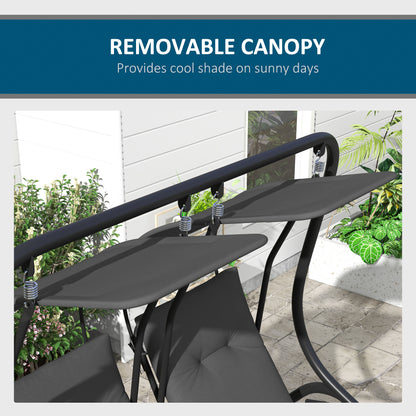 2-Seater Outdoor Porch Swing with Canopy, Patio Swing Chair for Garden, Poolside, Backyard, Grey