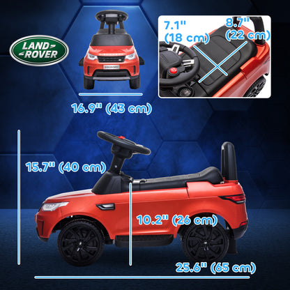 2 in 1 6V Land Rover Licensed Electric Car for Kids, Sliding Car with Music Horn Headlights, for 18-60 Months Red