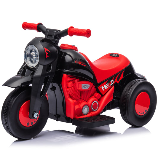 Electric Motorcycle for Kids, 6V Ride on Bubble Car with LED Headlight, Music, Pedal, for 2-5 Years Black Kids Crystal