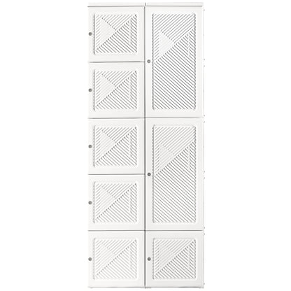 Portable Wardrobe Closet, Folding Bedroom Wardrobe, Clothes Storage Organizer with Cube Compartments, White