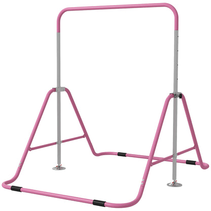 Foldable Gymnastics Bar for Kids, Expandable Gymnastics Equipment with Adjustable Height for Boys Girls, Pink