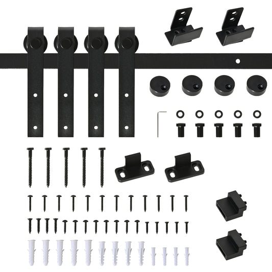 6ft Double Door Sliding Barn Door Hardware Kit for Cabinets Wardrobe TV Stand with Smooth Glide