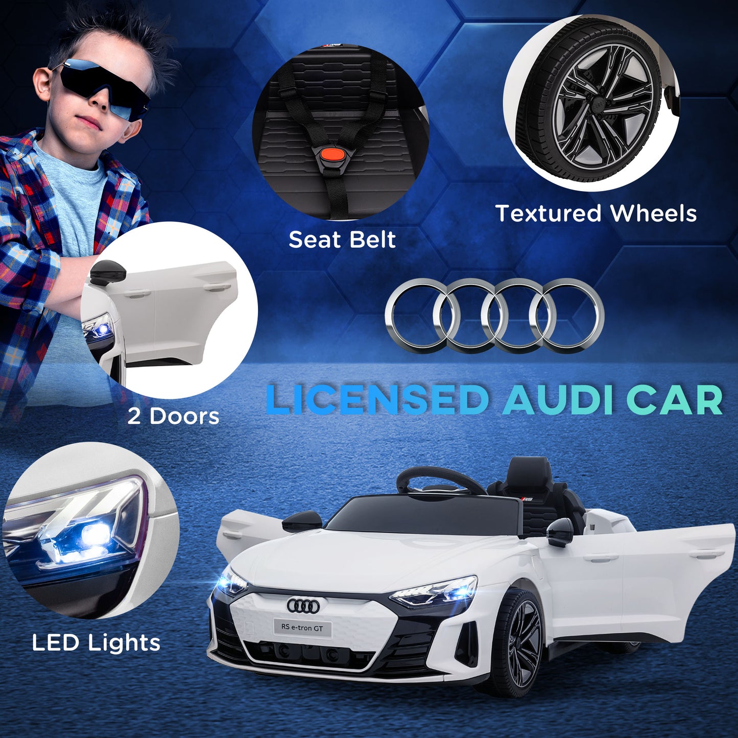 Electric Kids Ride-On Car - 12V with Remote Control, 3.1 MPH, Suspension System for Boys & Girls Aged 37-60 Months Kids Crystal