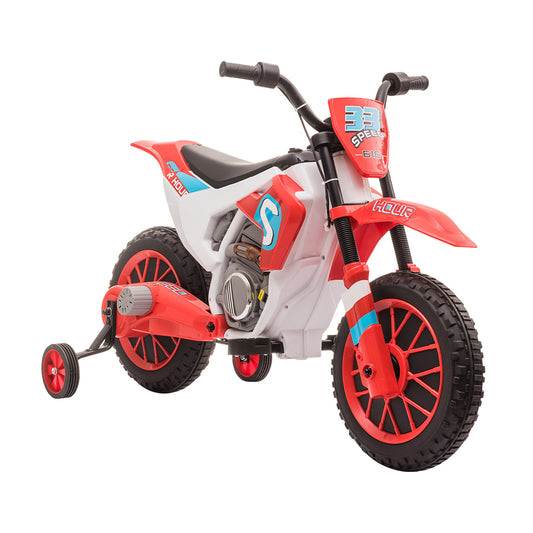Electric Kids Dirt Bike Battery-Powered Ride-On Motorcycle 12V Training Wheels Red Kids Crystal