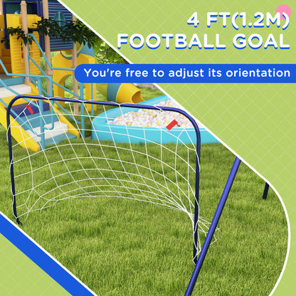 Outdoor Kids Swing Set with Seat, Basketball Hoop, Football Goal, Secure Ground Stakes for Ages 3-8