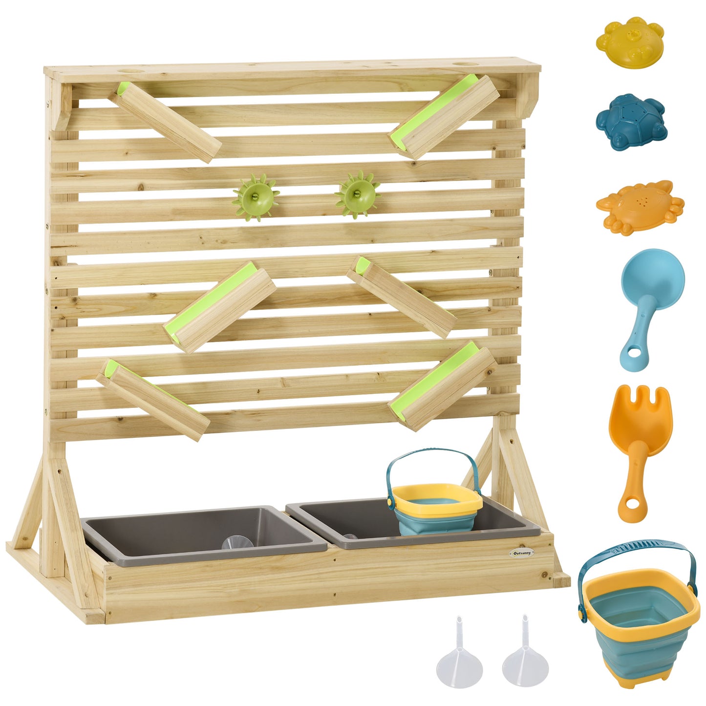 18Pcs Kids Running Water Sand Playset Outdoor Sinks Wooden Sensory Toys Colorful Accessories Kids Crystal