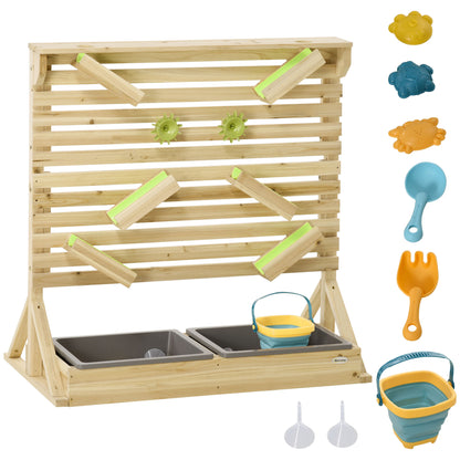 18Pcs Kids Running Water Sand Playset Outdoor Sinks Wooden Sensory Toys Colorful Accessories