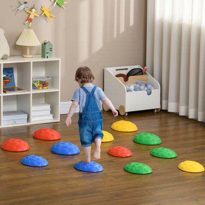 12pc Kids Turtle Shell Design Balance Stepping Stones with Anti-slip Mat Stackable for Ages 3-8
