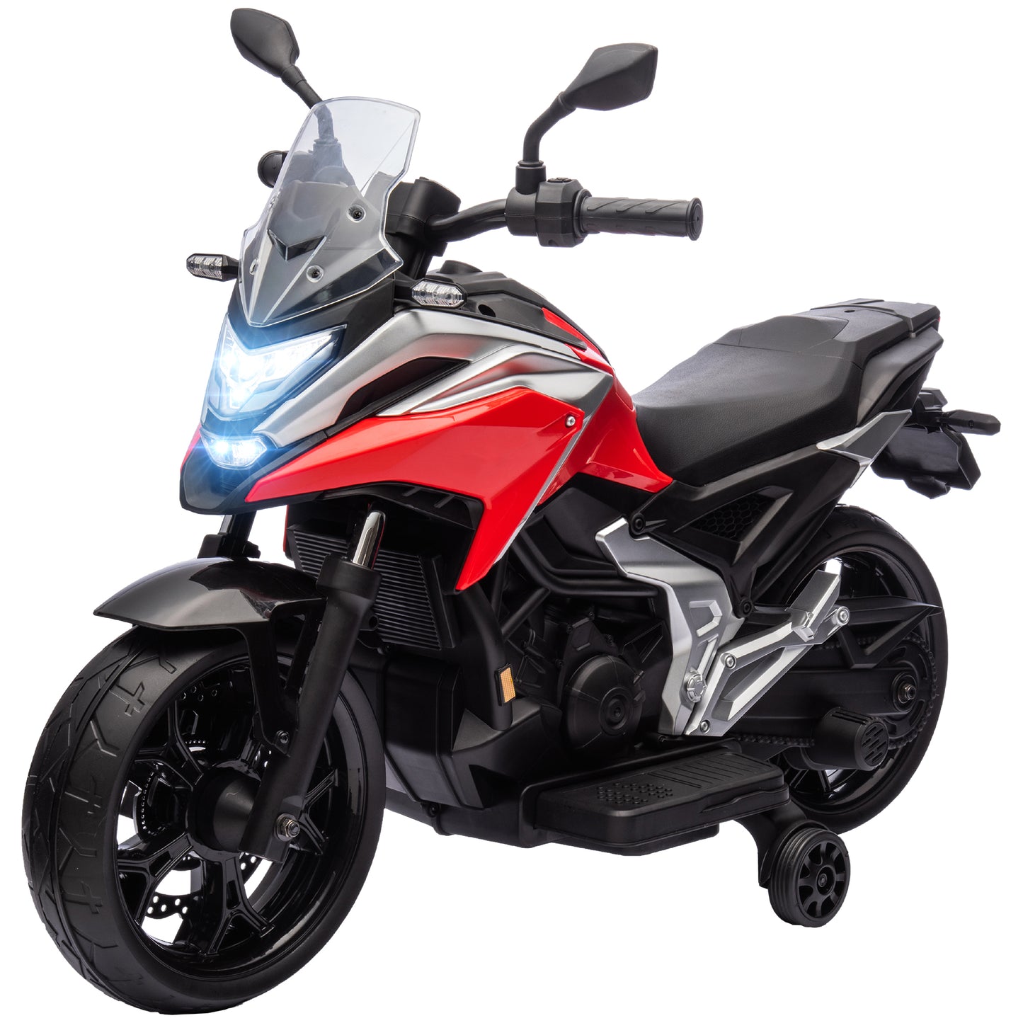 Honda Licensed 12V Ride on Motorbike for Kids with Headlights Music Training Wheels, for 3-6 Years, Red Kids Crystal
