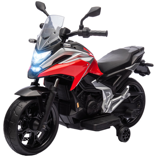 Honda Licensed 12V Ride on Motorbike for Kids with Headlights Music Training Wheels, for 3-6 Years, Red Kids Crystal