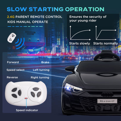 Kids Ride On Car 12V Battery Powered Remote Control Suspension Horn Music Lights Electric Toy Vehicle Black