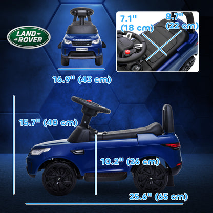 2 in 1 6V Land Rover Licensed Electric Car for Kids, Sliding Car with Music Horn Headlights, for 18-60 Months Blue