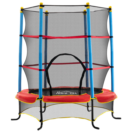65" Kids Mini Trampoline Safety Enclosure Net Zipper Pad Indoor Outdoor Bouncer Exercise Toy 3-6 Years Kids Crystal