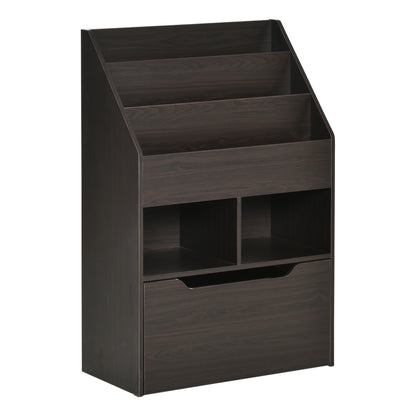 Kids Bookcase Multi Shelf Rack Organizer Storage Drawer Reading Nook Classroom Bedroom Playroom Brown