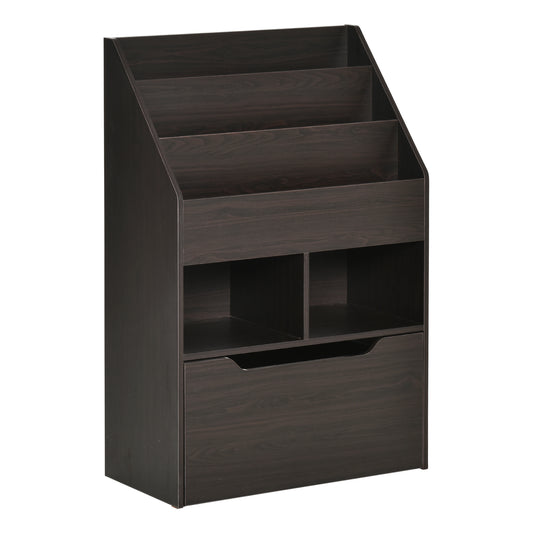 Kids Bookcase Multi Shelf Rack Organizer Storage Drawer Reading Nook Classroom Bedroom Playroom Brown