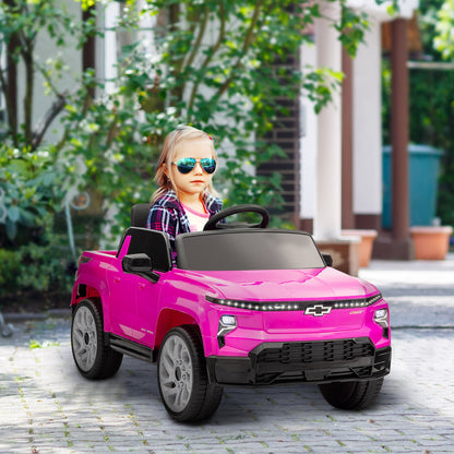 12V CHEVROLET SILVERADO EV RST Licensed Kids Car w/ Remote, Spring Suspension, Soft Start, Training Wheels, Pink