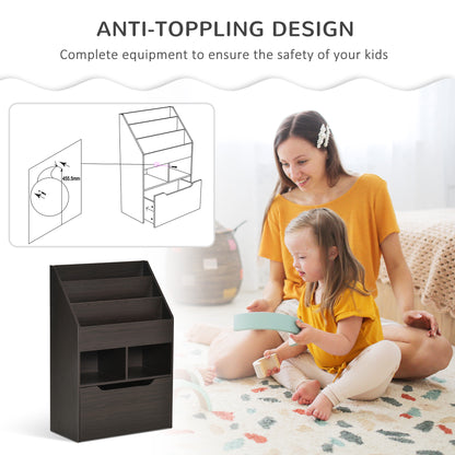 Kids Bookcase Multi Shelf Rack Organizer Storage Drawer Reading Nook Classroom Bedroom Playroom Brown