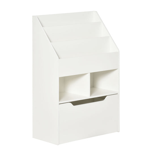 Kids Bookcase Multi Shelf Rack Organizer Storage Drawer Reading Nook Classroom Bedroom Playroom White