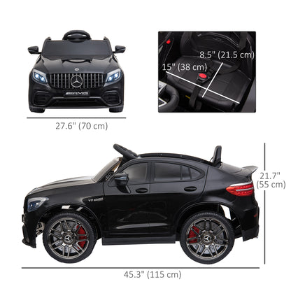 Licensed Ride-On Car: 12V Electric, Remote Control, Suspension Wheels, Black, Kids Powered Ride-On