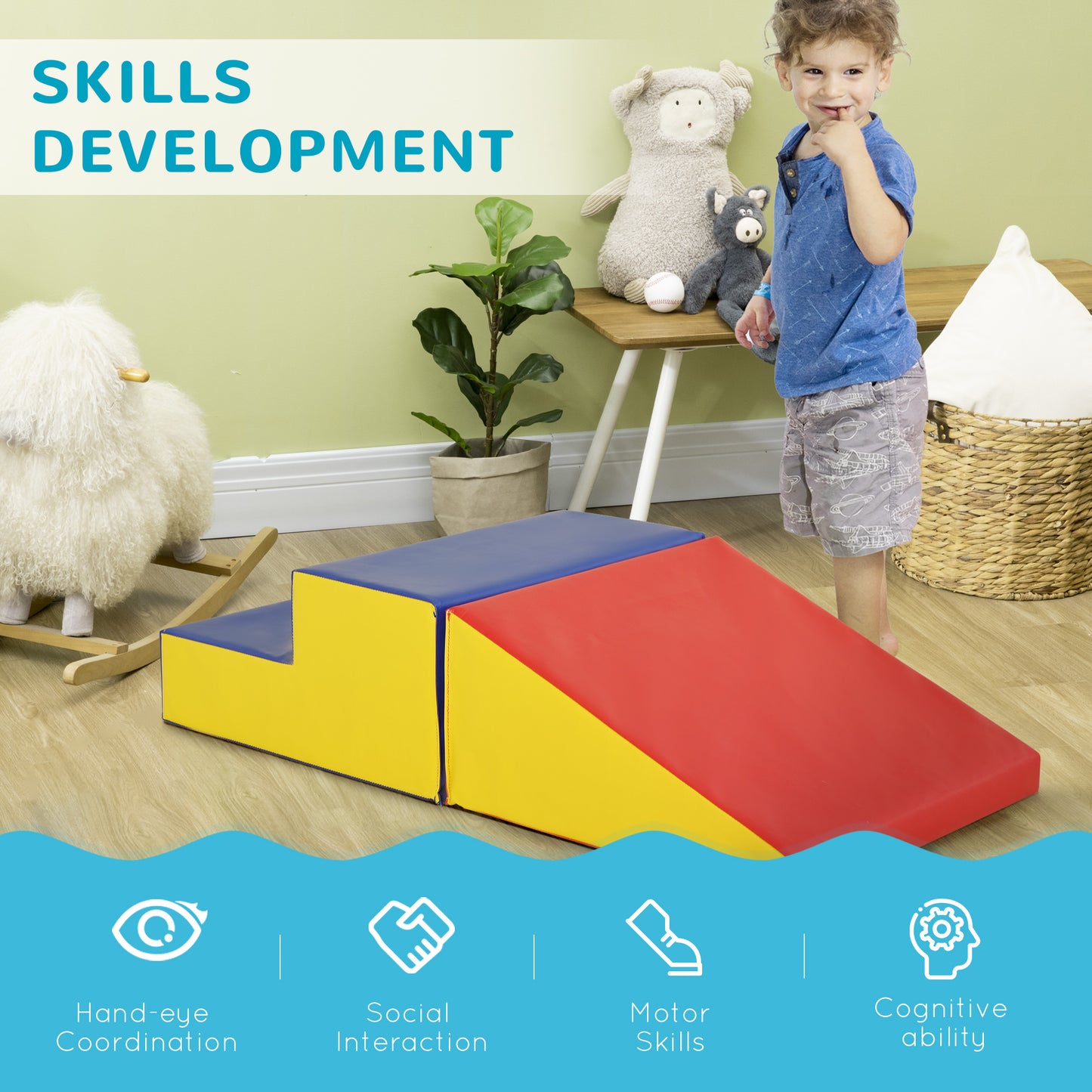 Soft Playscape: 2-Piece Foam Climb & Crawl Activity Set for Toddlers, Multicolor Learning Fun