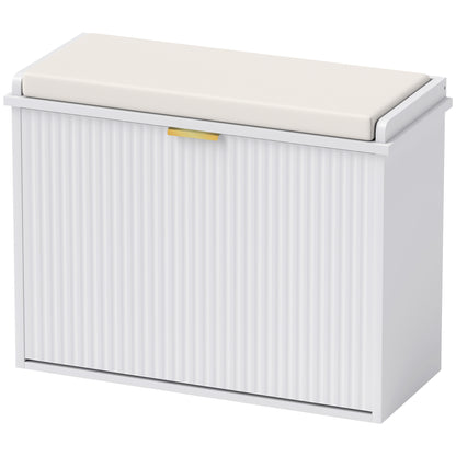 Entryway Bench with Padded Seat and Flip-Drawers, Holds up to 265lbs, Shoe Storage Bench for 6 Pairs of Shoes, White