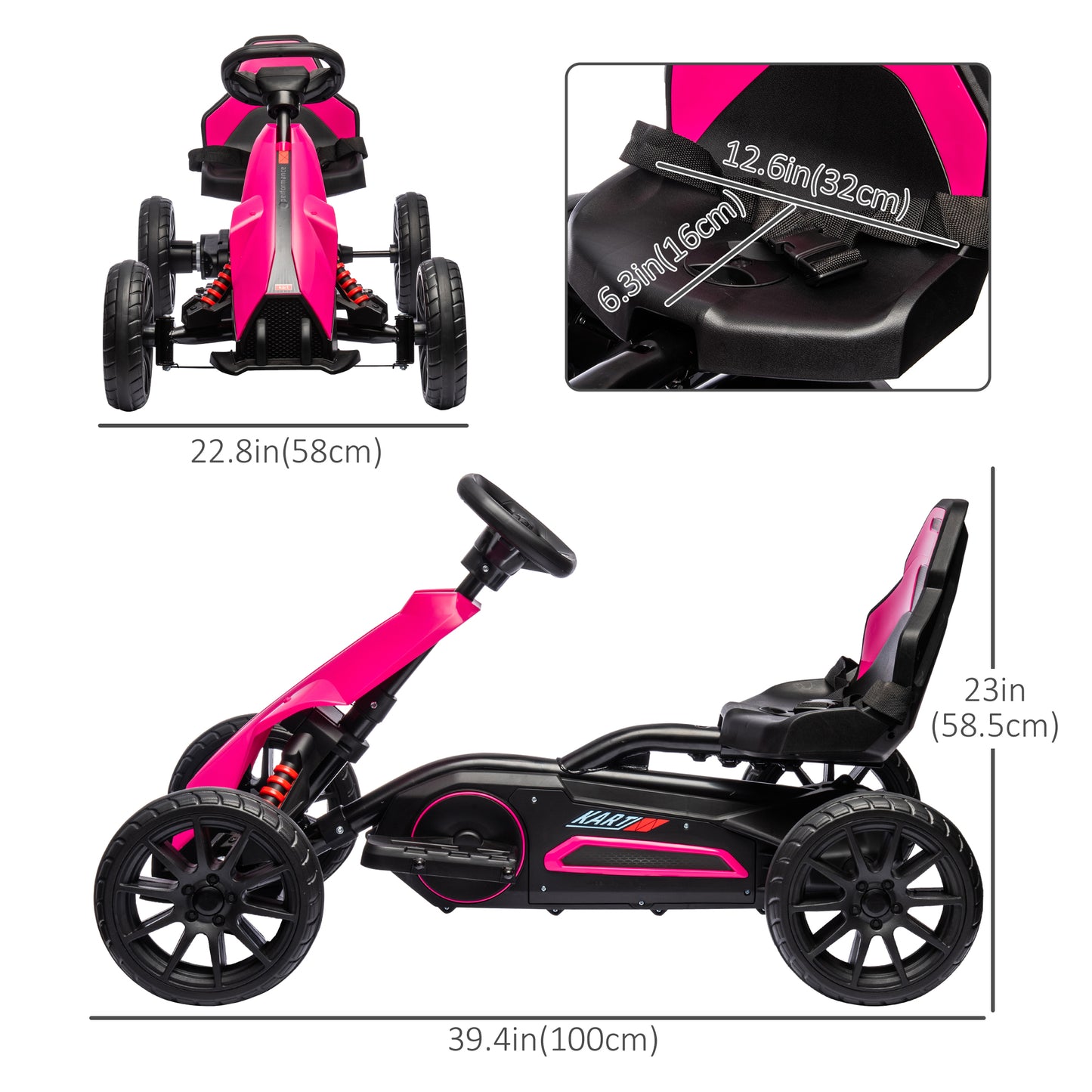 12V Kids Electric Go Kart Racer Outdoor Car Forward Backward Adjustable Speed Pink for Ages 3-8 Kids Crystal
