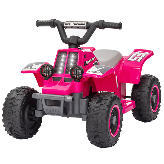 6V Kids ATV Quad, 4 Wheeler Battery Powered Electric Ride on Car w/ Lights, Forward Backward, for 3-6 Years, Pink Kids Crystal