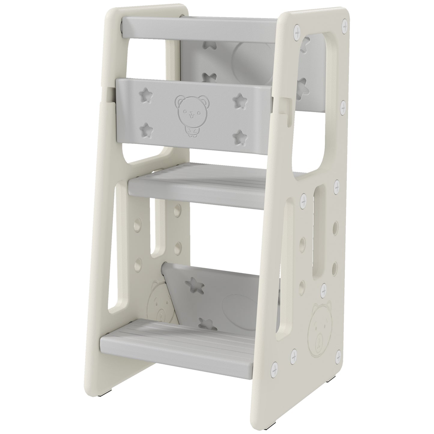 Kids Step Stool Adjustable Standing Platform Cream White Kids Crystal