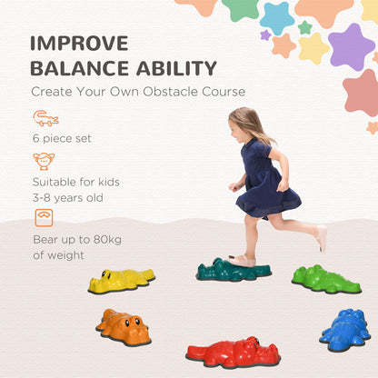 6pc Kids Balance Stepping Stones Anti-slip Edge Obstacle Course Play Equipment Indoor Outdoor Toys